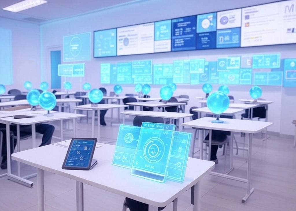 Student using AI-powered learning tools in a classroom